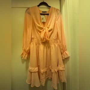 Prettygarden Pink Front Mini dress with Ruffles
